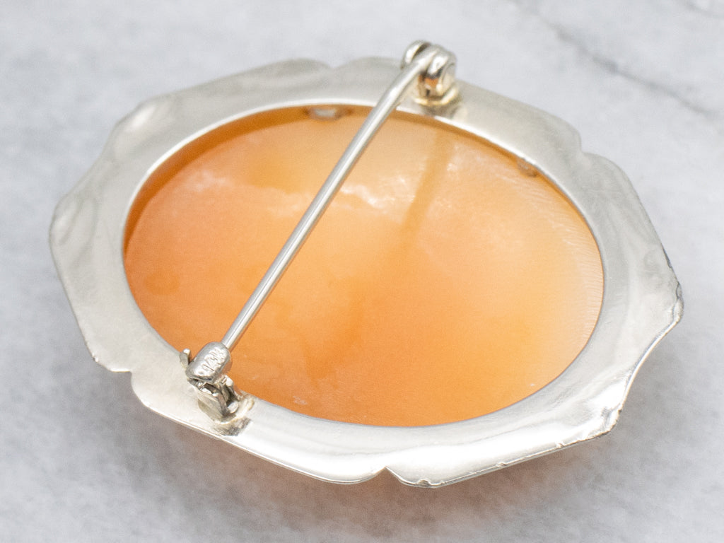 Art Deco Era Cameo Brooch with Floral Frame
