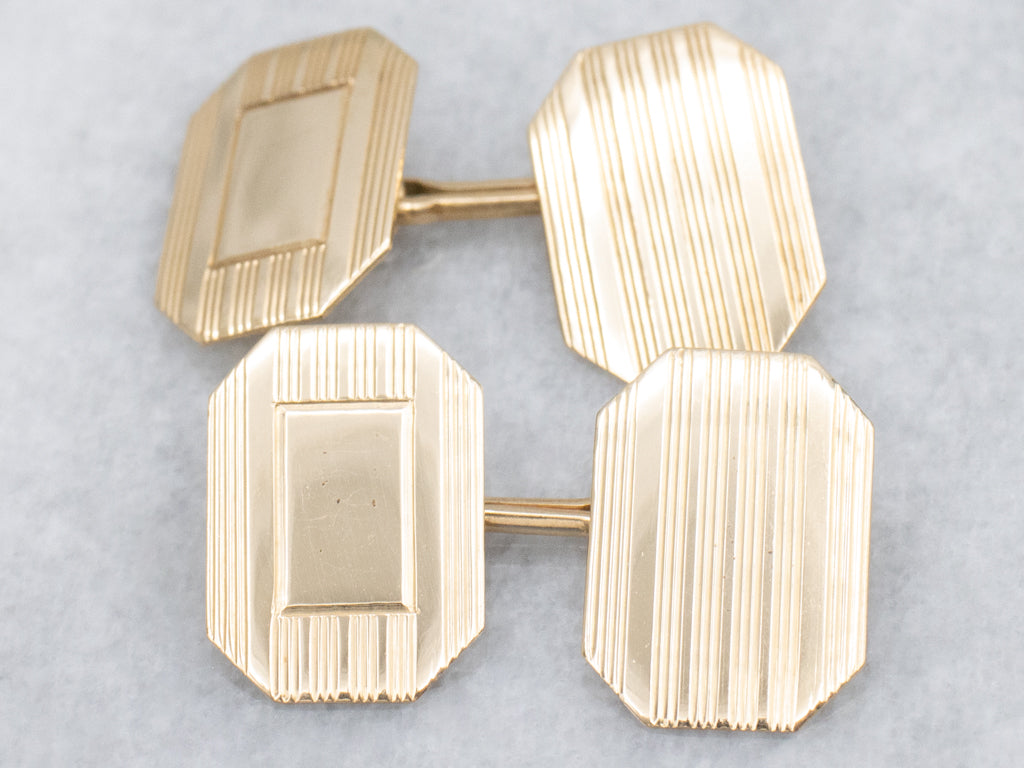 Retro Gold Pin-Striped Cufflinks