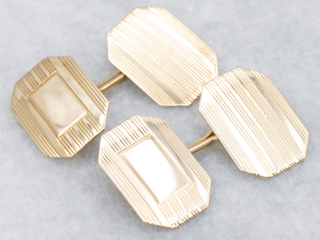 Retro Gold Pin-Striped Cufflinks
