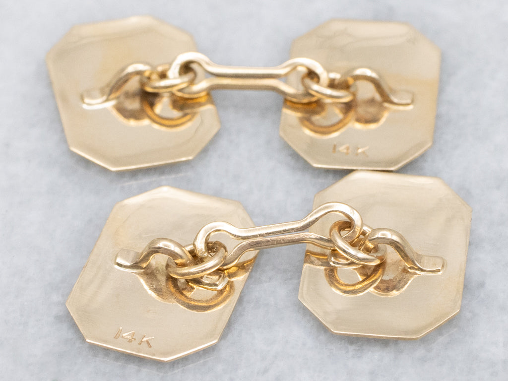 Retro Gold Pin-Striped Cufflinks