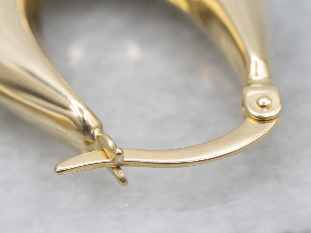 Tapered Puffy Polished Gold Hoop Earrings