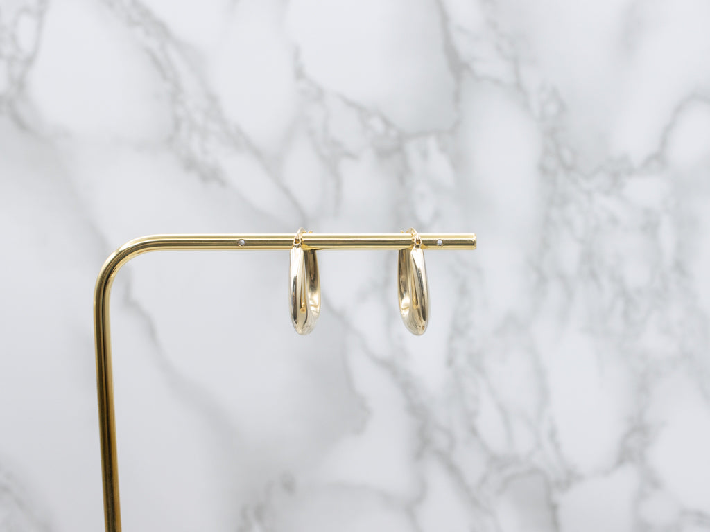 Tapered Puffy Polished Gold Hoop Earrings