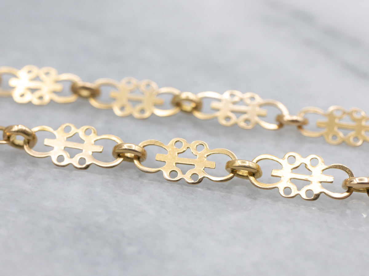 18-Karat Yellow Gold Fancy Link Chain with Lobster Clasp