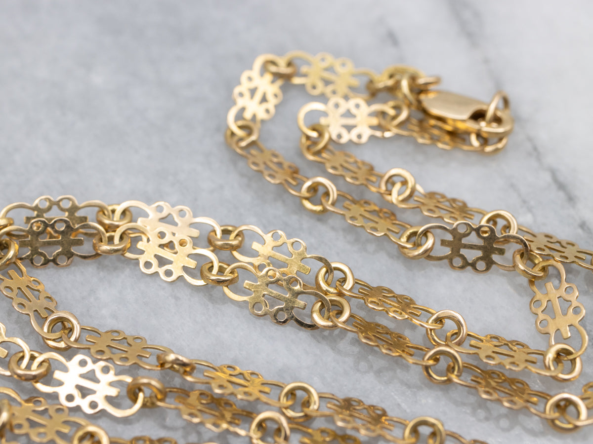 18-Karat Yellow Gold Fancy Link Chain with Lobster Clasp