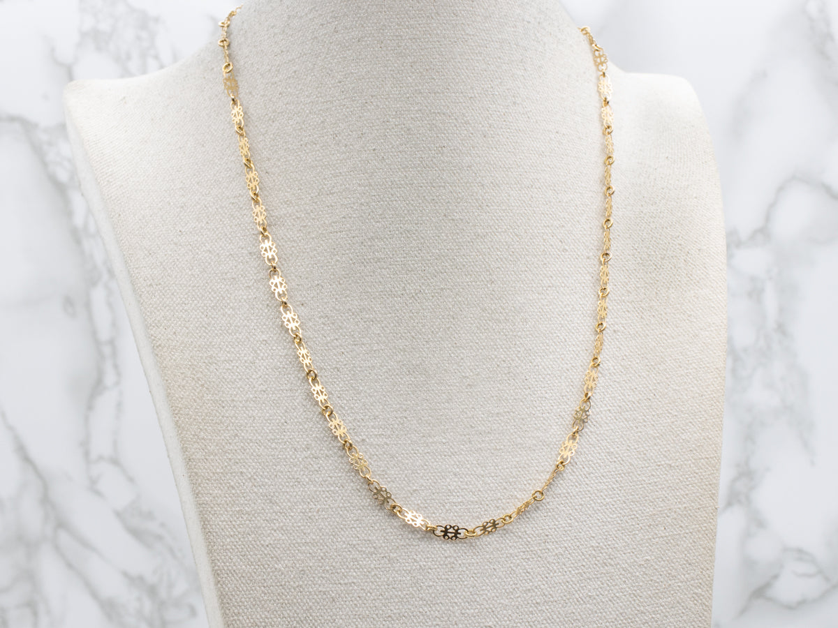 18-Karat Yellow Gold Fancy Link Chain with Lobster Clasp