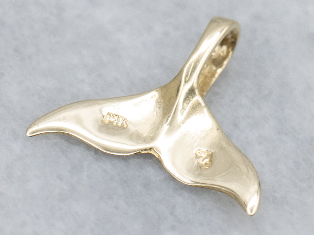 Yellow Gold Whale's Tail Pendant
