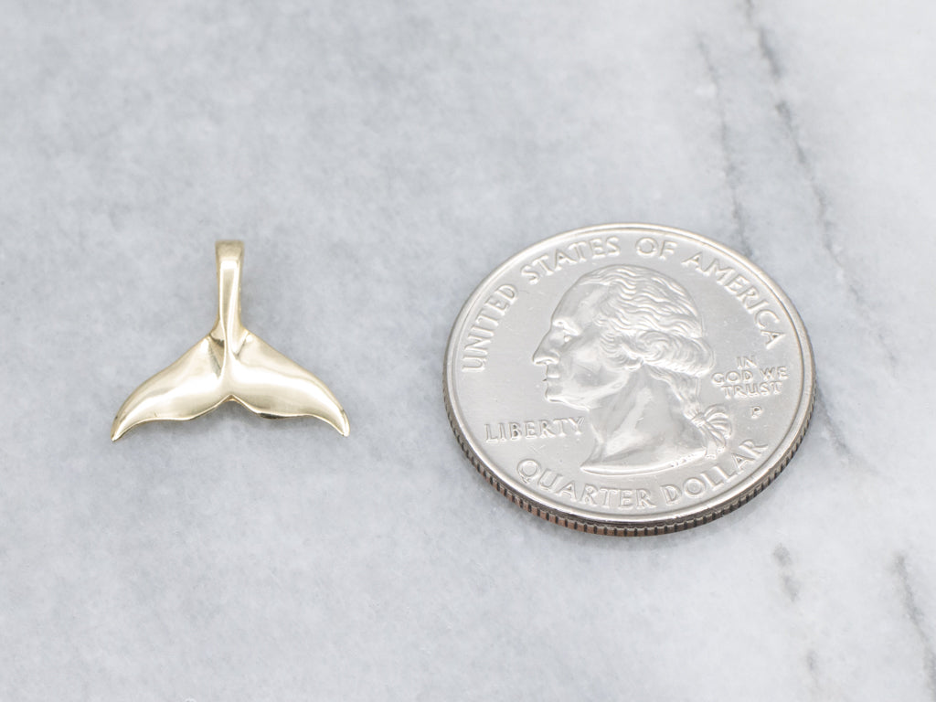 Yellow Gold Whale's Tail Pendant