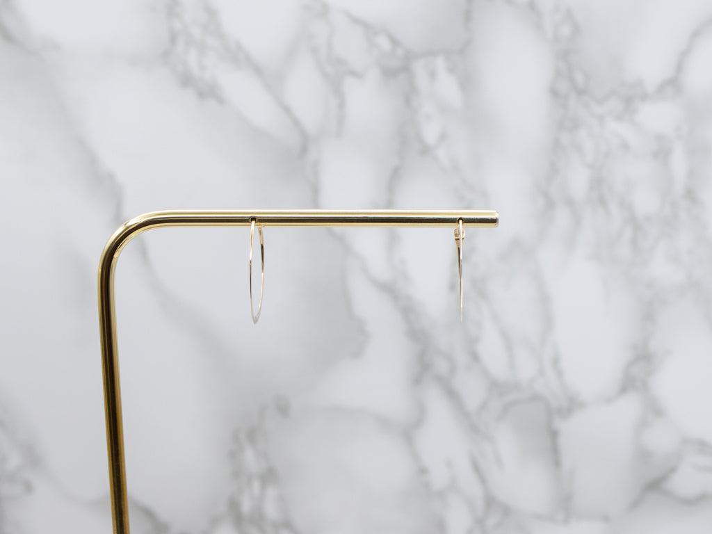 Flat Wire Yellow Gold Hoop Earrings