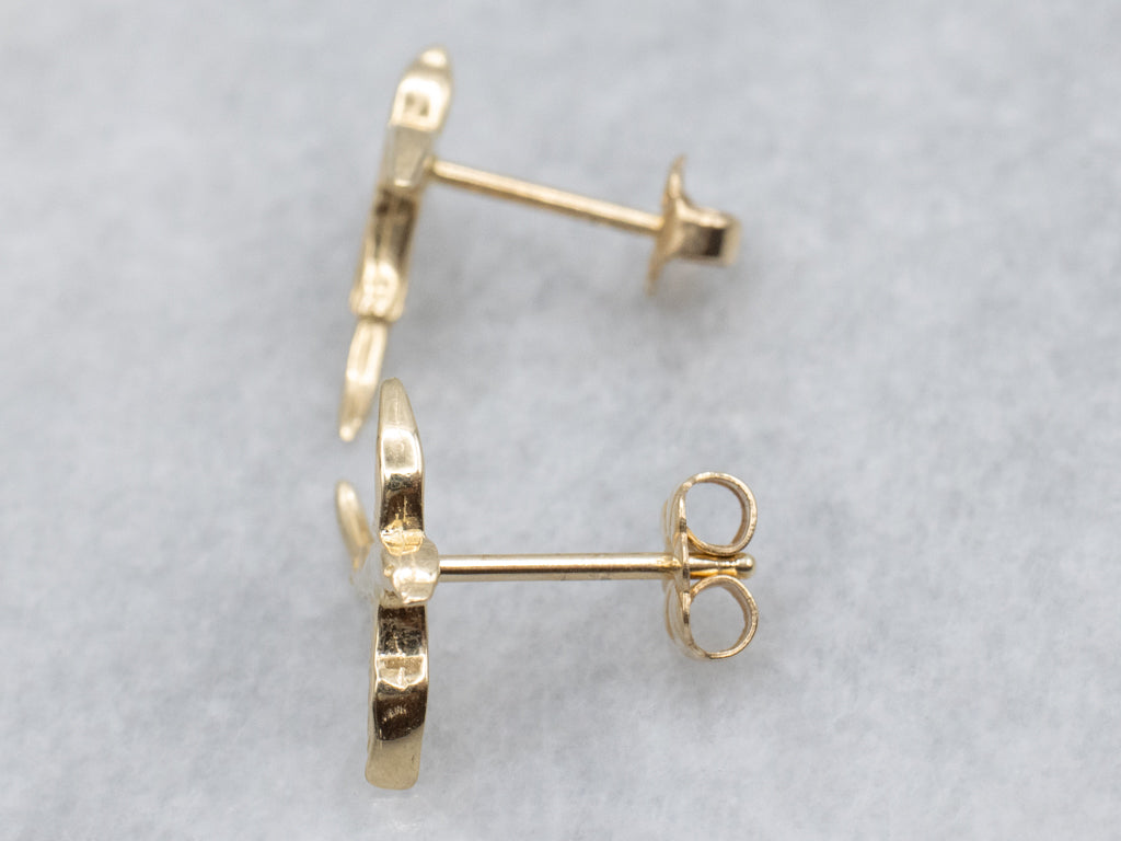 Yellow Gold Flying Bird Stud Earrings