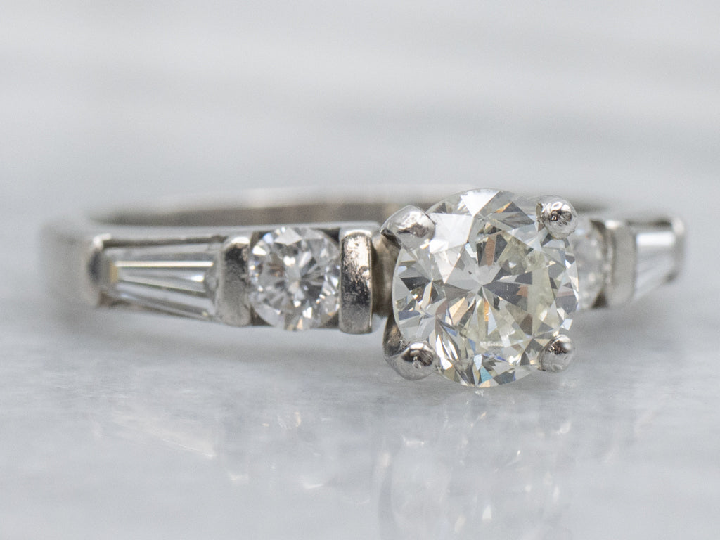 Mix-Cut Platinum and Diamond Engagement Ring