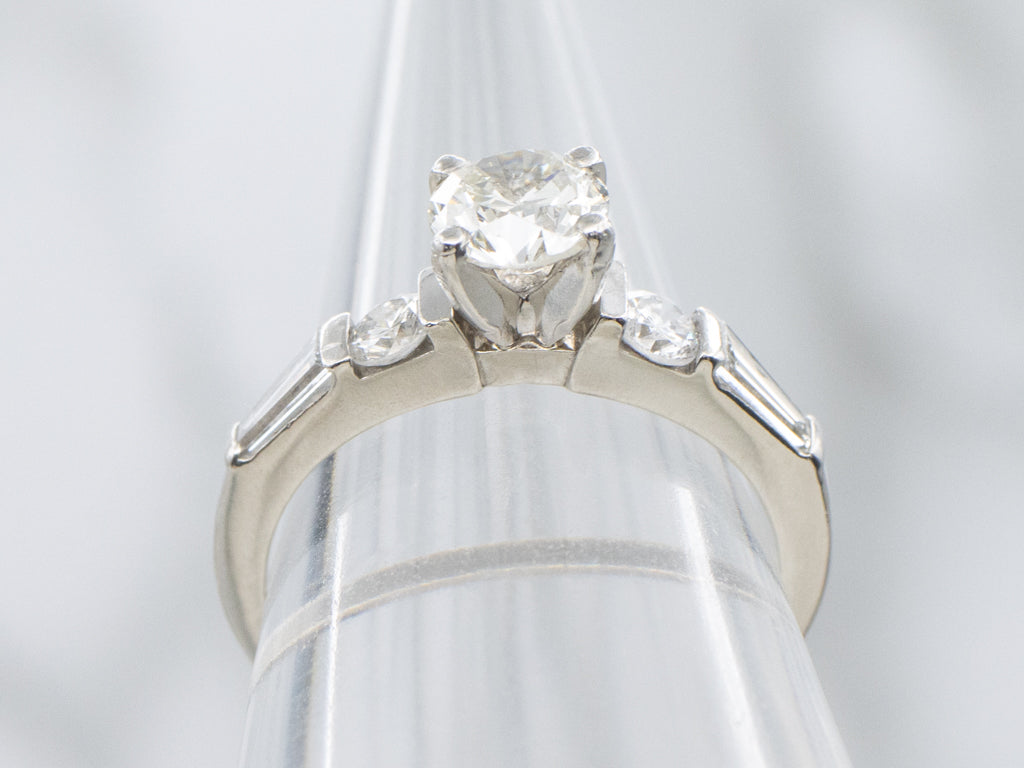 Mix-Cut Platinum and Diamond Engagement Ring