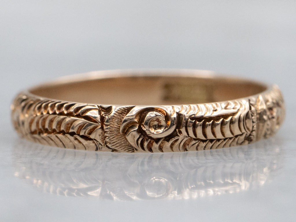 Antique Rose Gold Ornately Patterned Mini Band