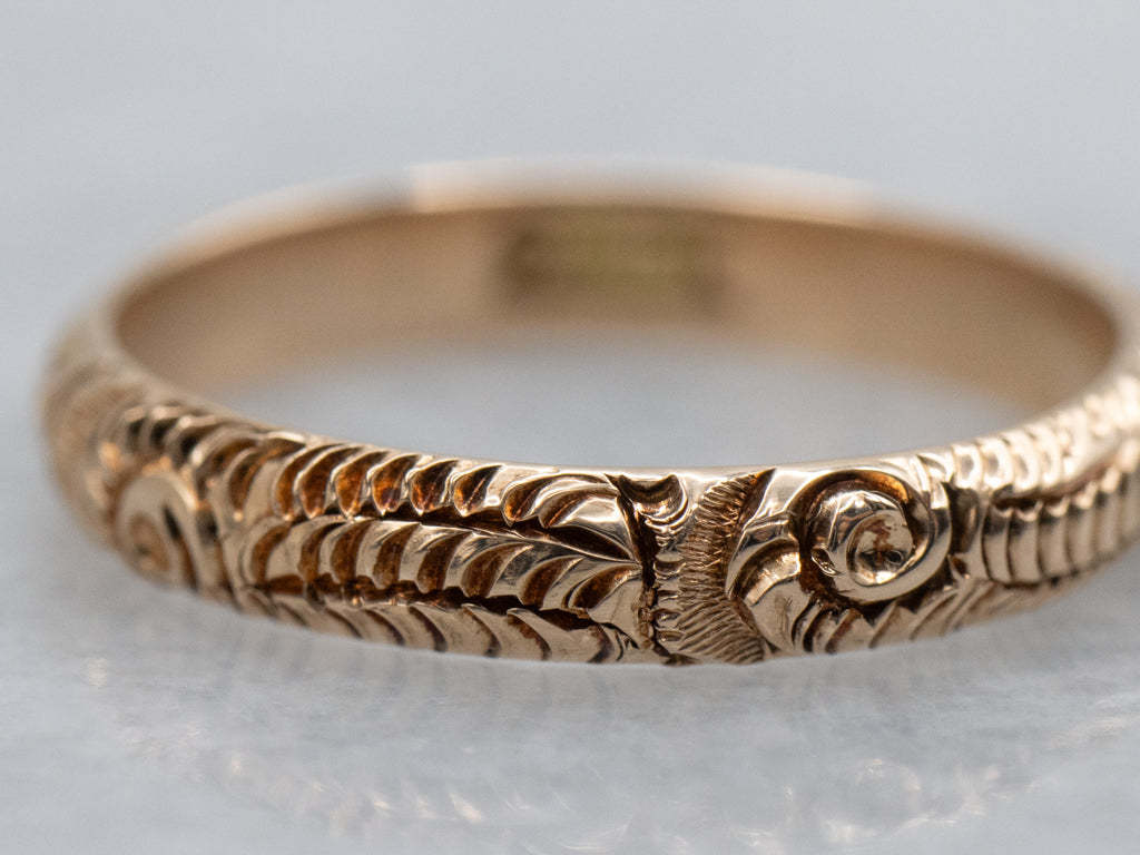 Antique Rose Gold Ornately Patterned Mini Band