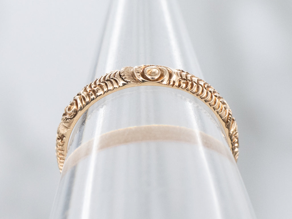 Antique Rose Gold Ornately Patterned Mini Band