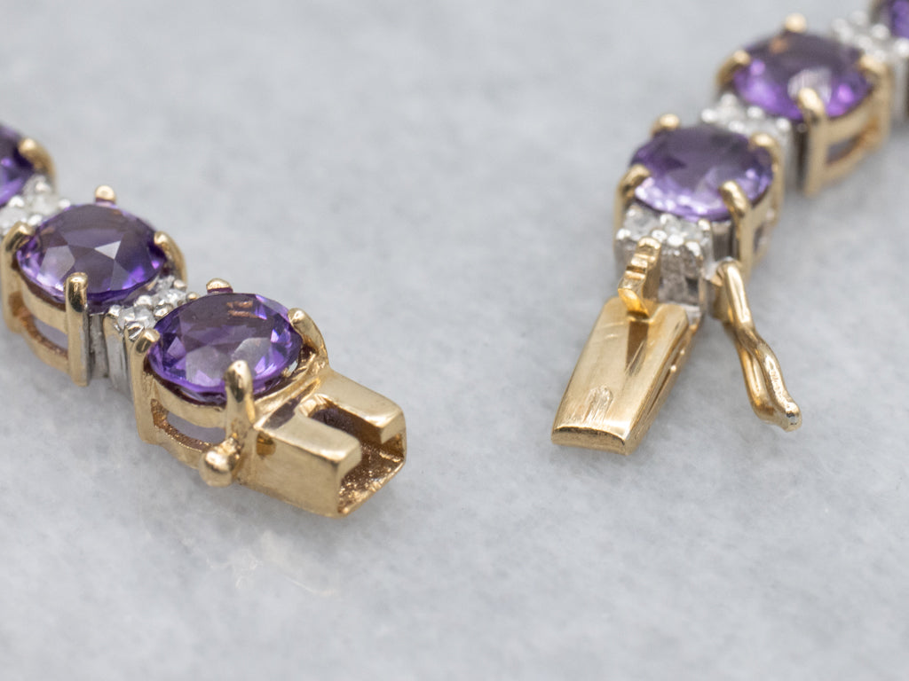 Amethyst and Diamond Gemstone Tennis Bracelet