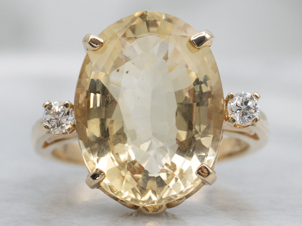 Sunny Citrine Diamond and Gold Cocktail Ring