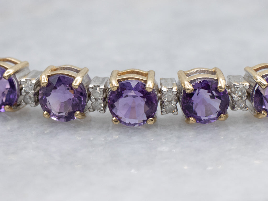 Amethyst and Diamond Gemstone Tennis Bracelet