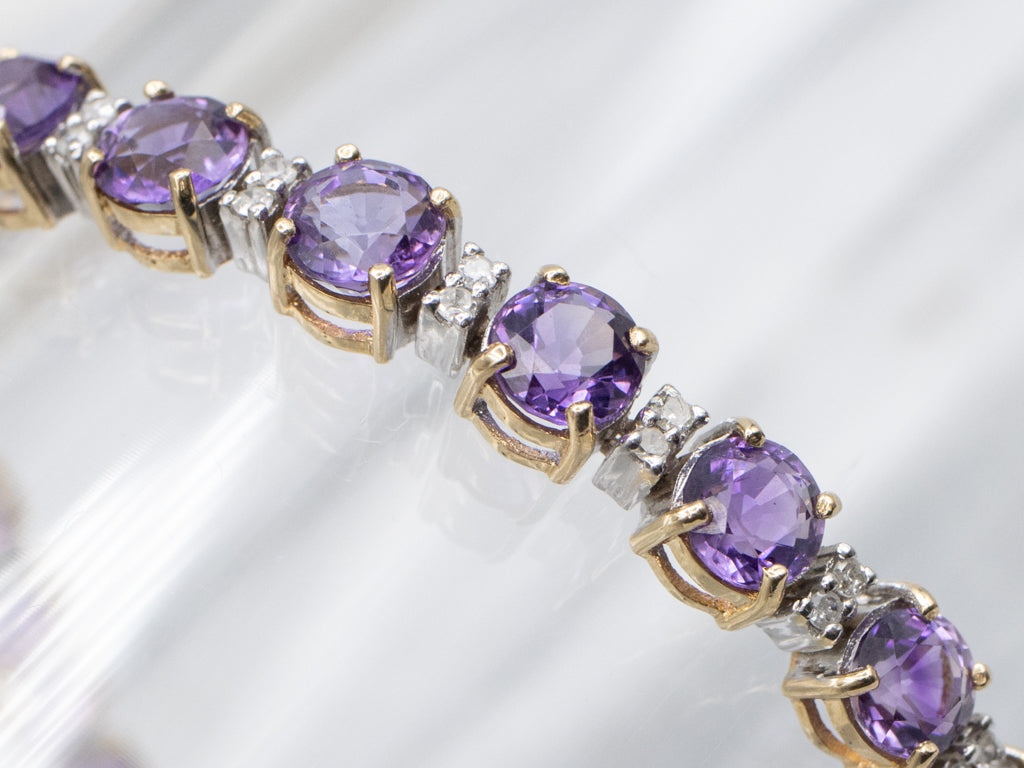 Amethyst and Diamond Gemstone Tennis Bracelet