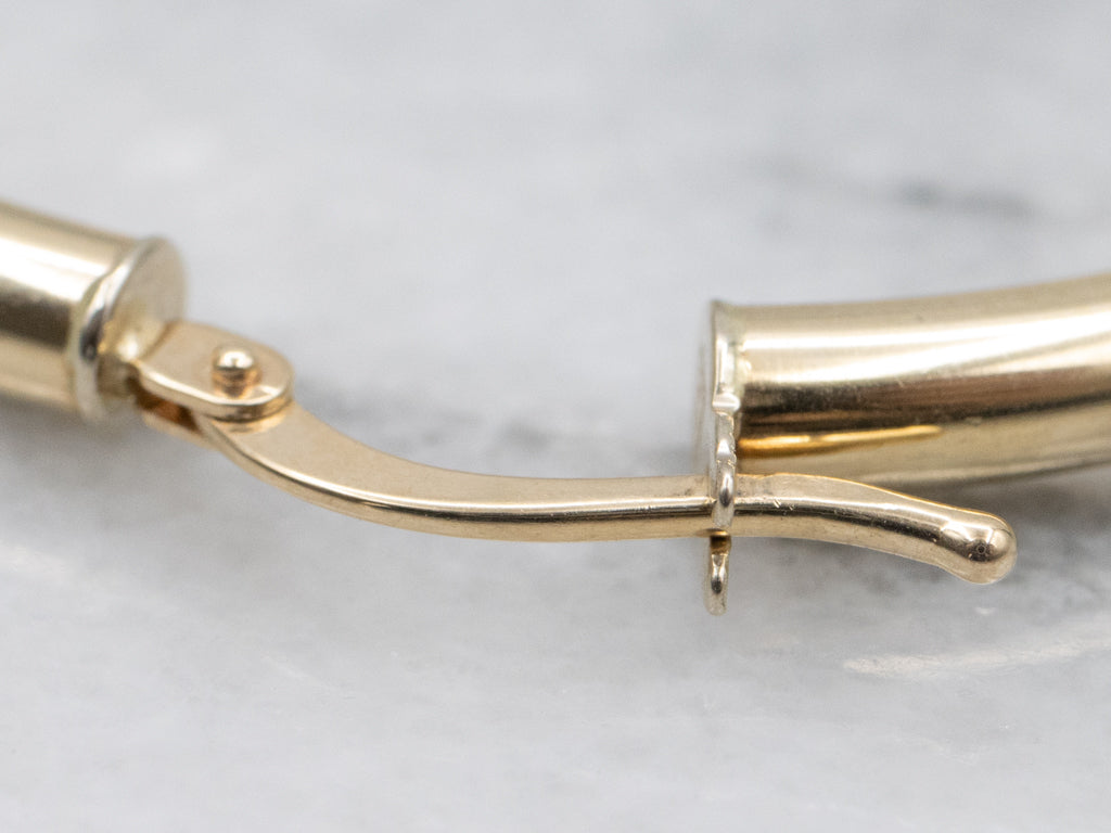 Large Italian Gold Tube Hoop Earrings