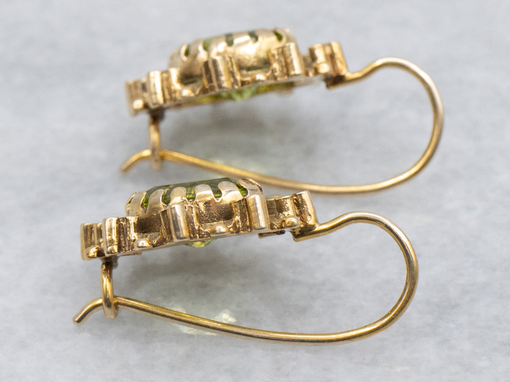 Victorian Era Gold and Peridot Drop Earrings