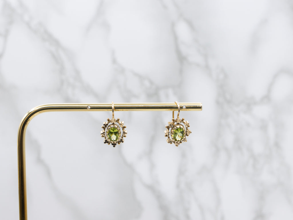 Victorian Era Gold and Peridot Drop Earrings