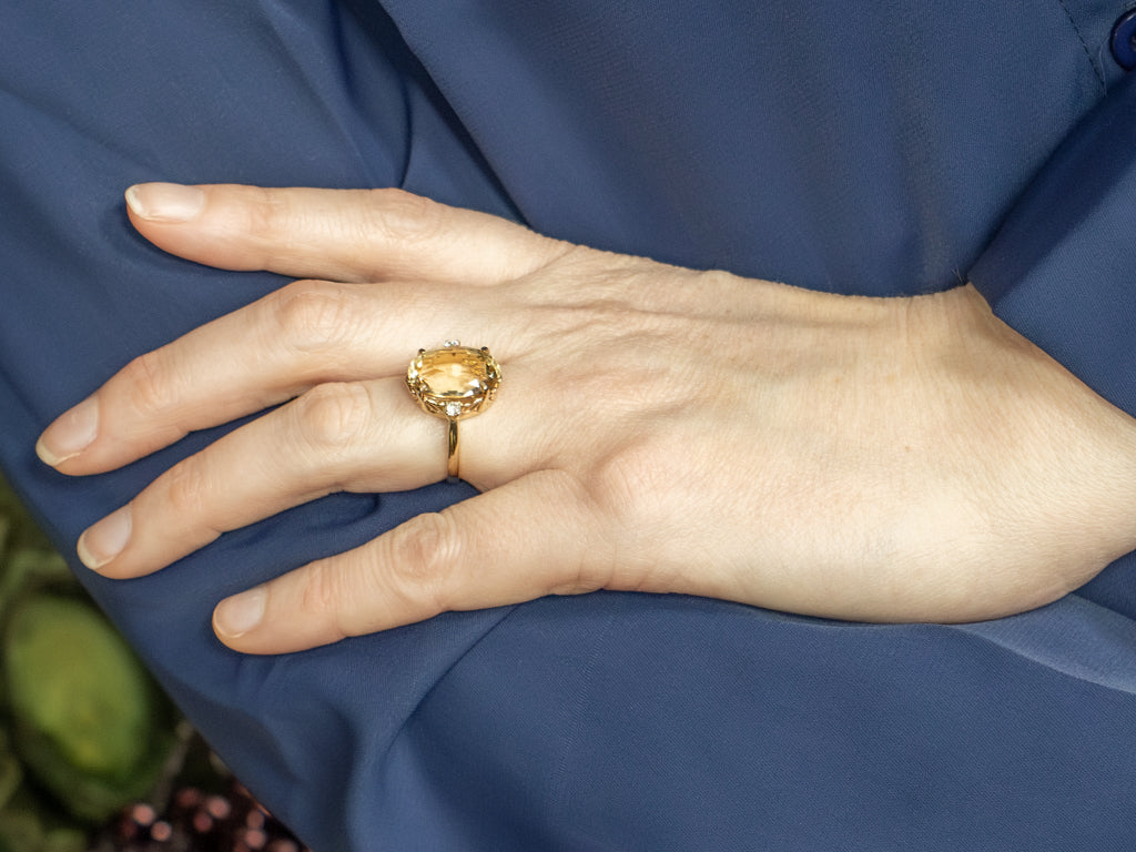 Sunny Citrine Diamond and Gold Cocktail Ring