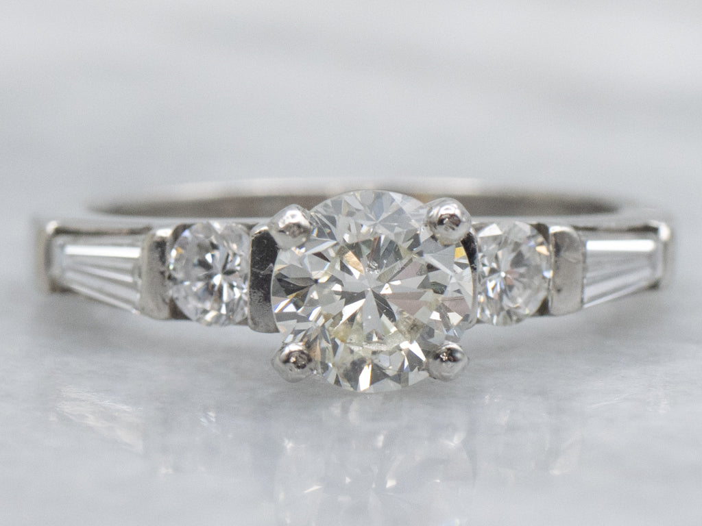 Mix-Cut Platinum and Diamond Engagement Ring