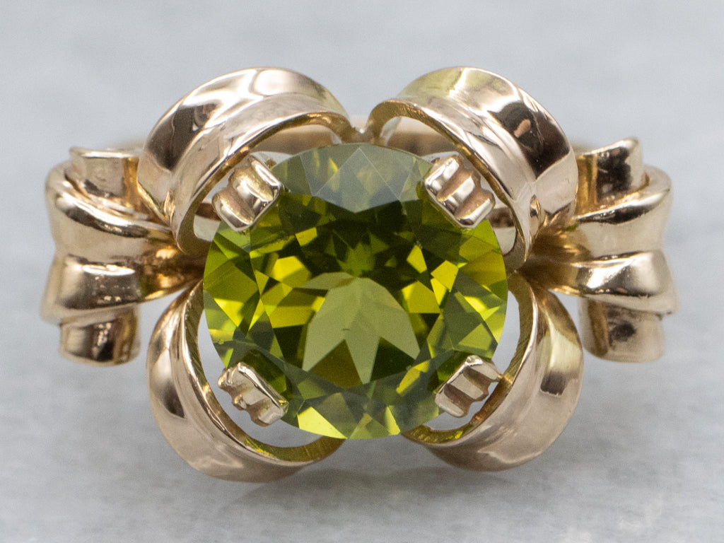 Mid-Century Peridot and Gold Estate Ring
