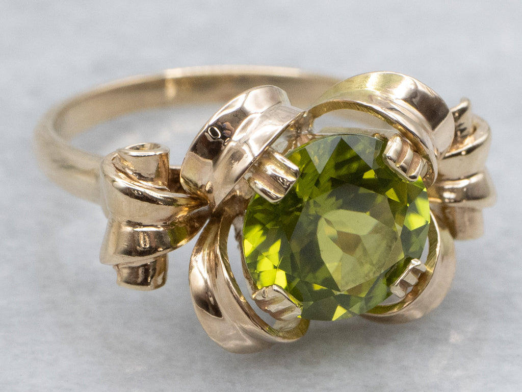 Mid-Century Peridot and Gold Estate Ring