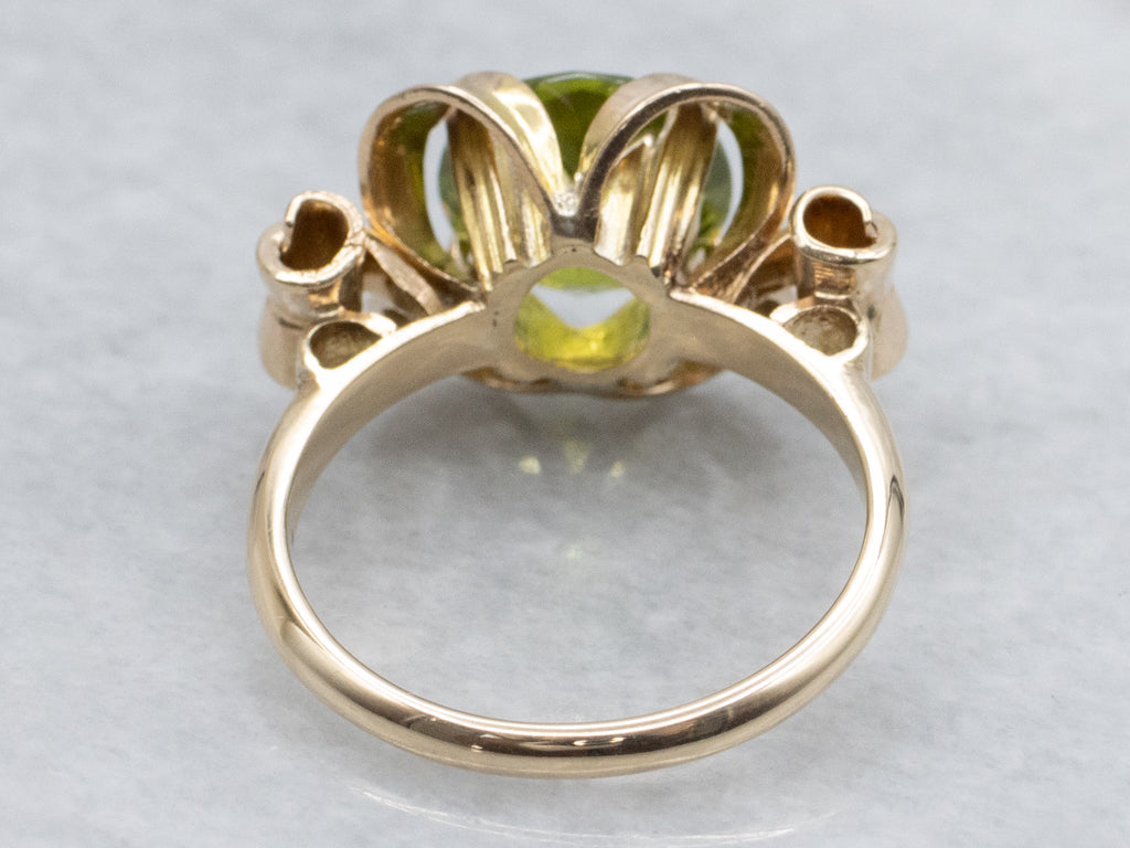 Mid-Century Peridot and Gold Estate Ring