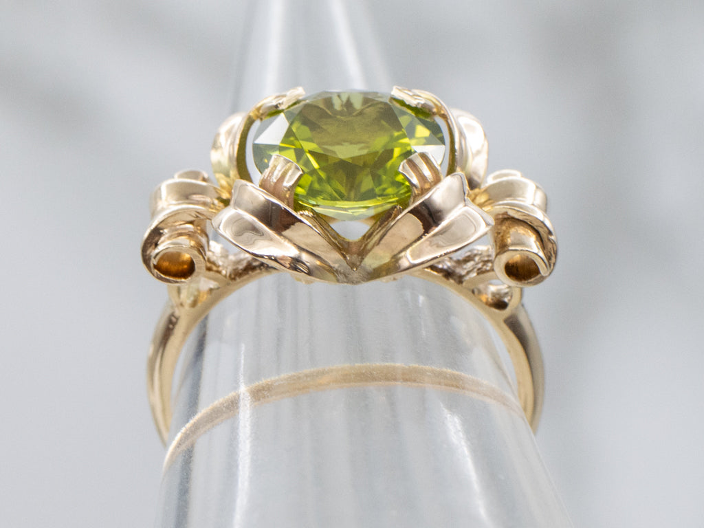 Mid-Century Peridot and Gold Estate Ring