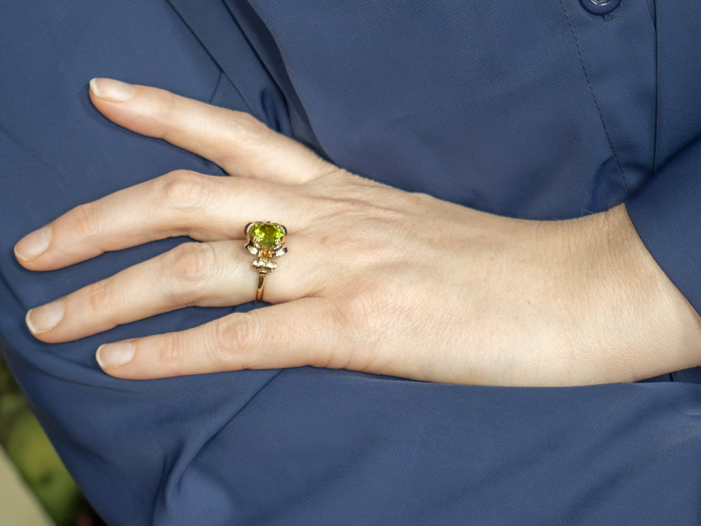 Mid-Century Peridot and Gold Estate Ring