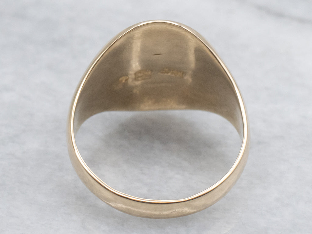 Engraved Initial "S" Yellow Gold Signet Ring