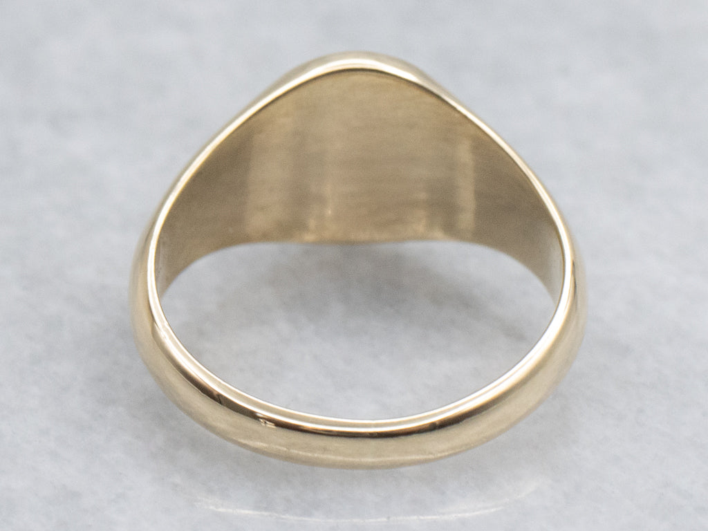 Plain Oval-Top Yellow Gold Signet Ring
