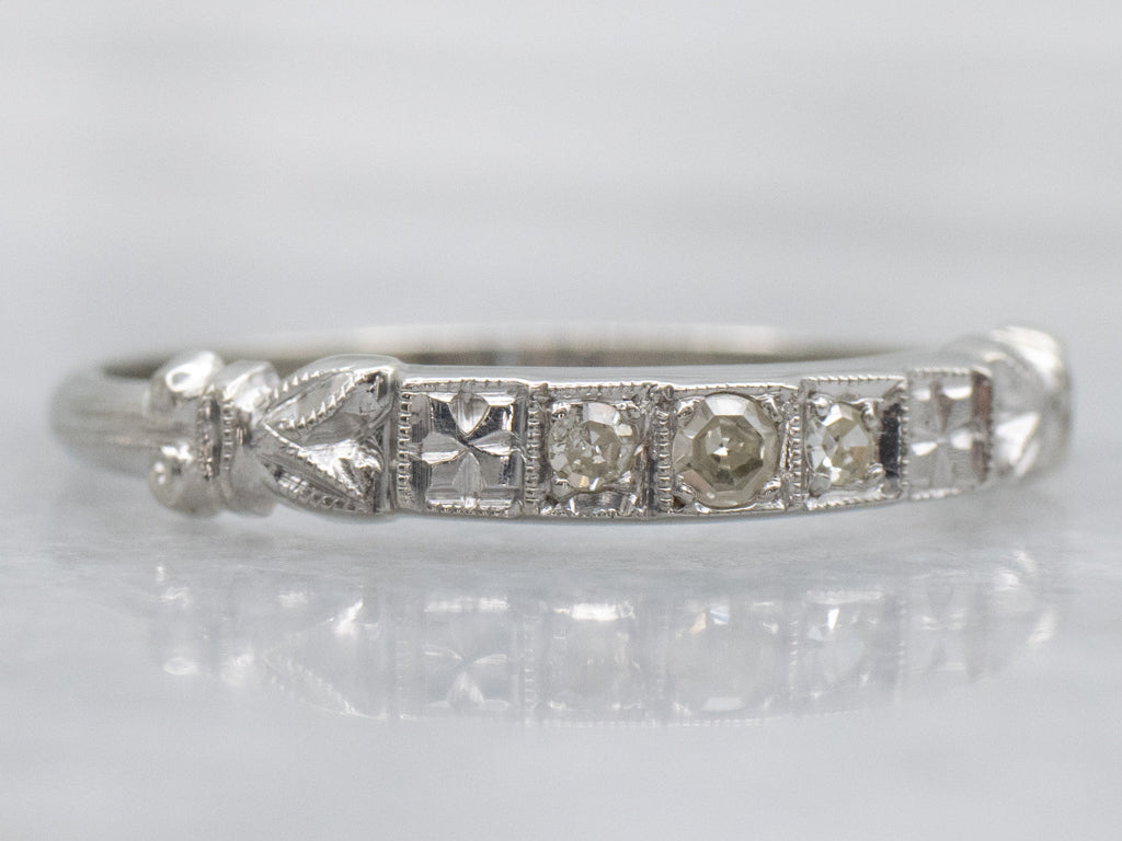 Vintage 1950s Thin Floral Diamond Band