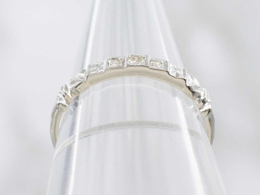 Vintage 1950s Thin Floral Diamond Band