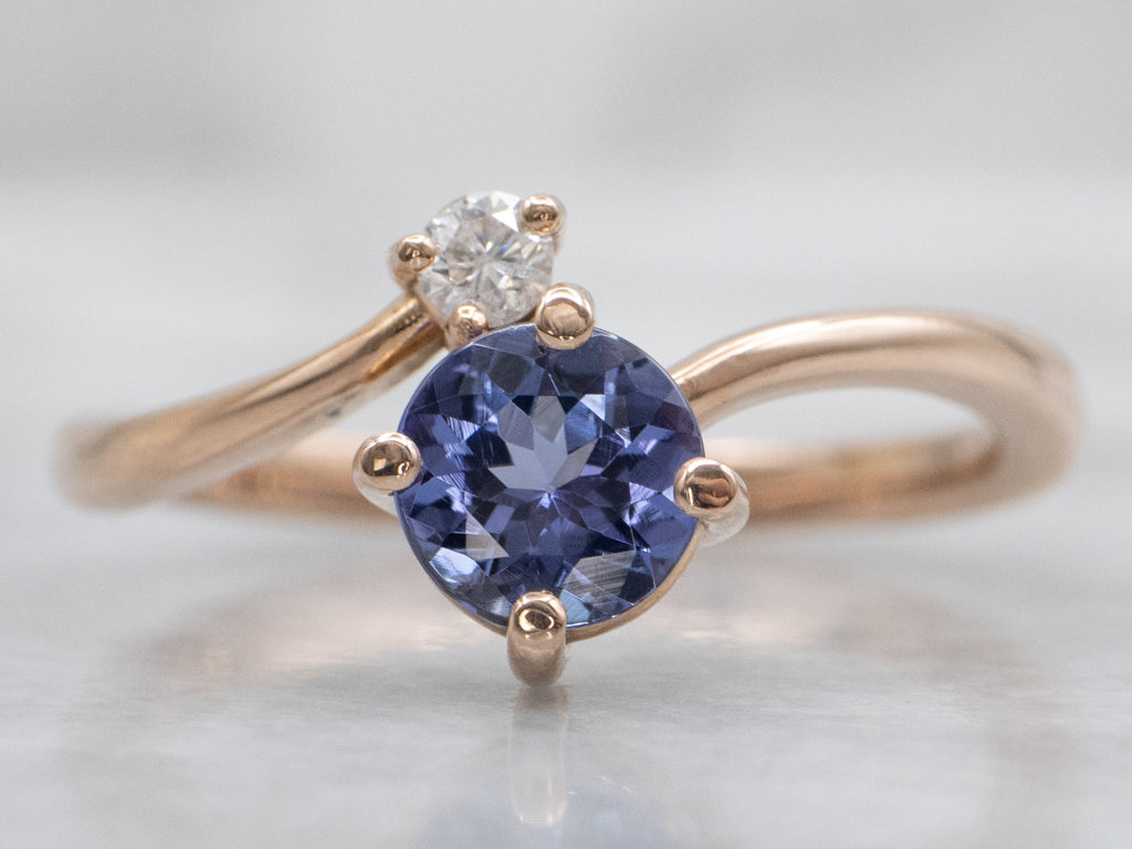 Rose Gold Tanzanite and Diamond Bypass Ring