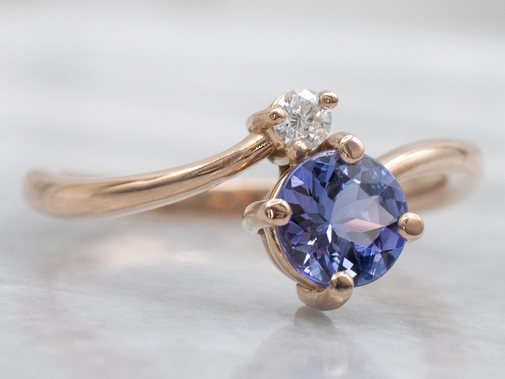 Rose Gold Tanzanite and Diamond Bypass Ring
