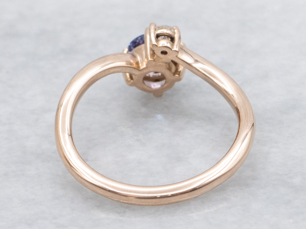 Rose Gold Tanzanite and Diamond Bypass Ring