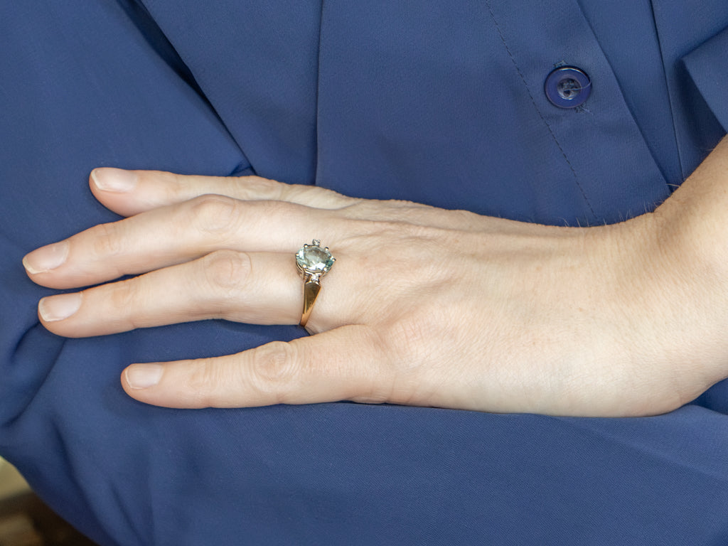 Three Stone Aquamarine and Diamond Ring