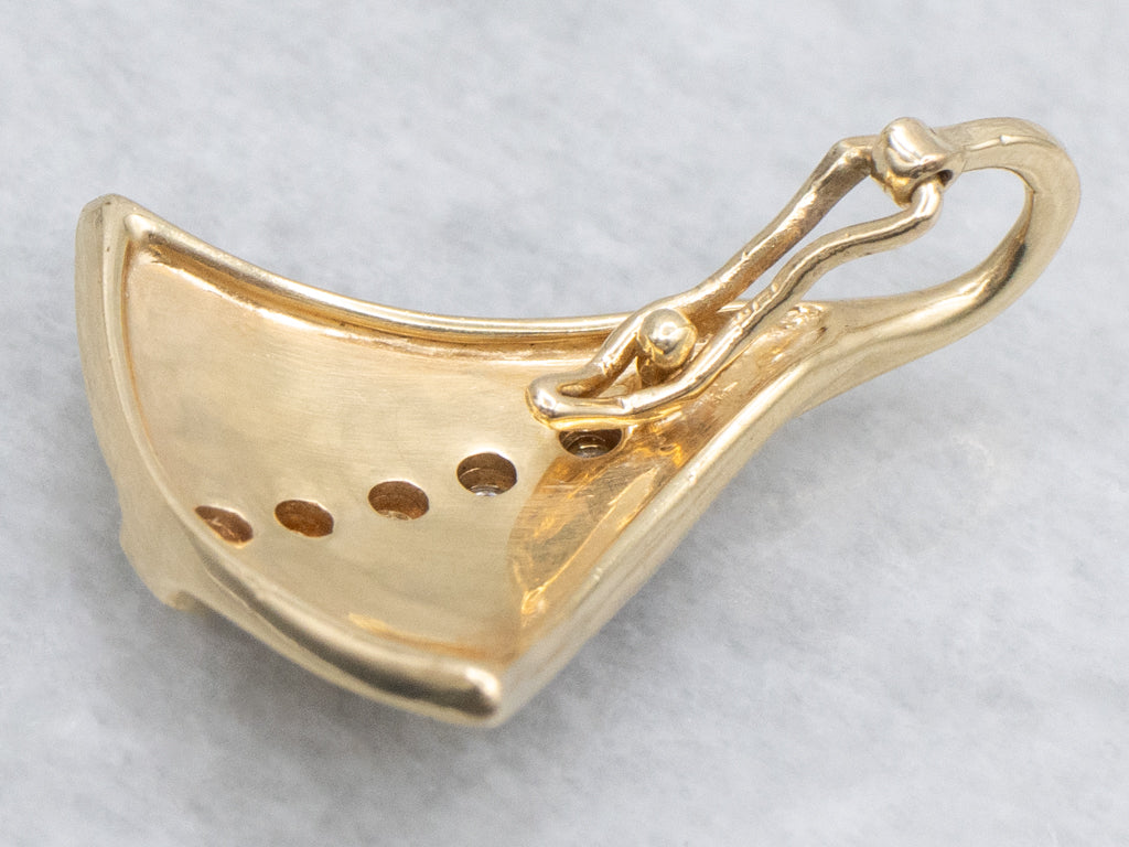 Polished Yellow Gold and Diamond Modernist Pendant with Enhancer Bail