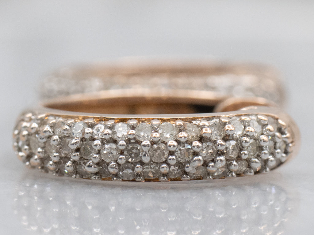 Modern Rose Gold and Diamond Hoop Earrings