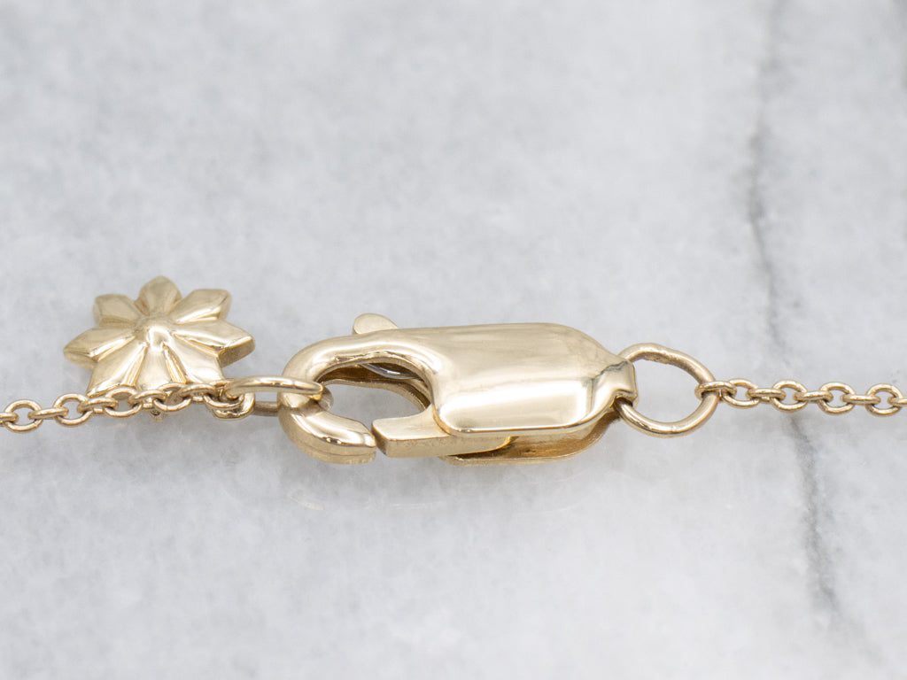 Sparkling Diamond and Flower Station Chain Necklace