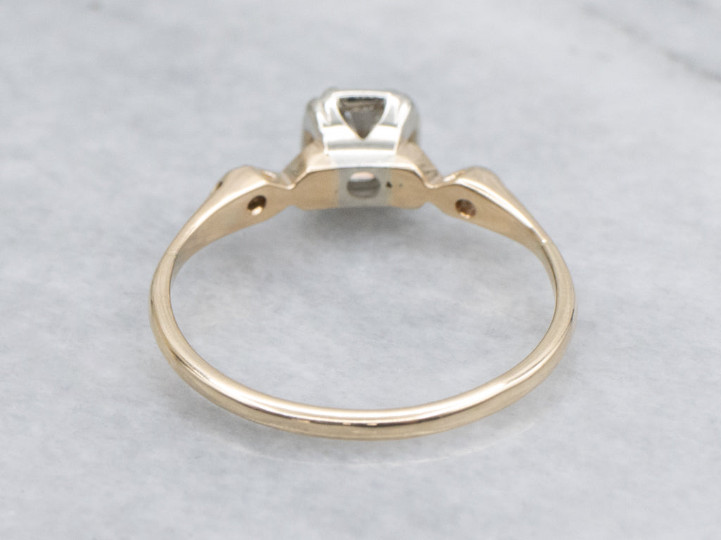 1950s Two-Tone Gold Three Stone Diamond Engagement Ring