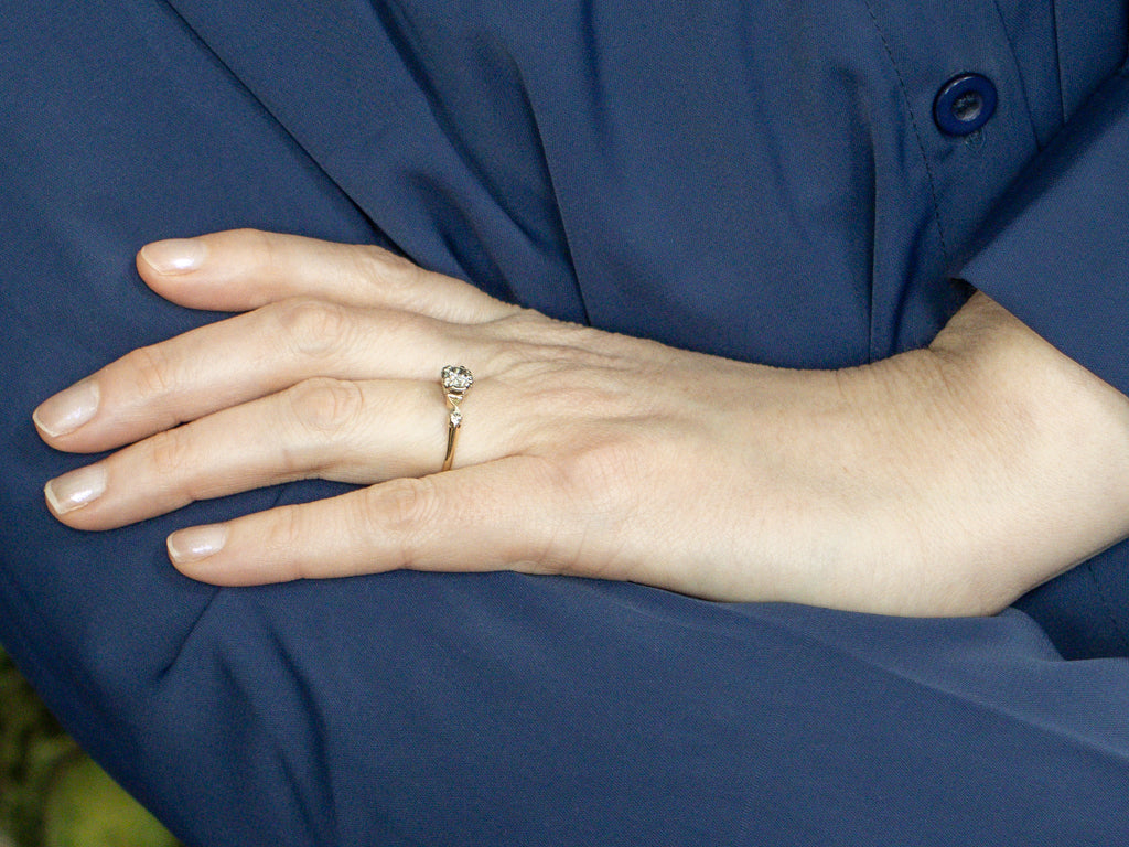 1950s Two-Tone Gold Three Stone Diamond Engagement Ring
