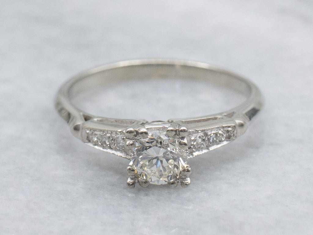 Vintage 1950s Round Brilliant Diamond Engagement Ring