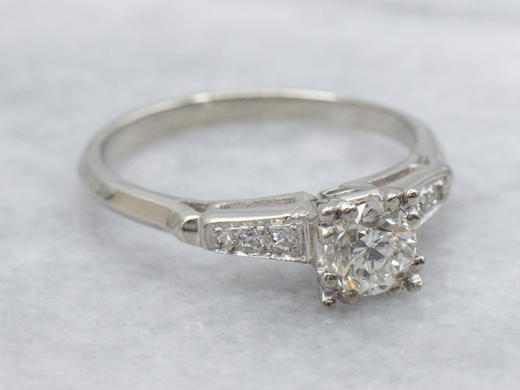 Vintage 1950s Round Brilliant Diamond Engagement Ring