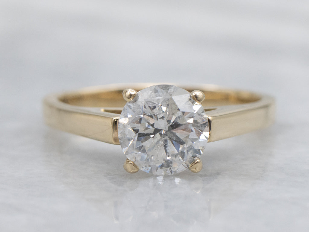 Brilliant Diamond Engagement Ring in Four-Prong Solitaire Setting