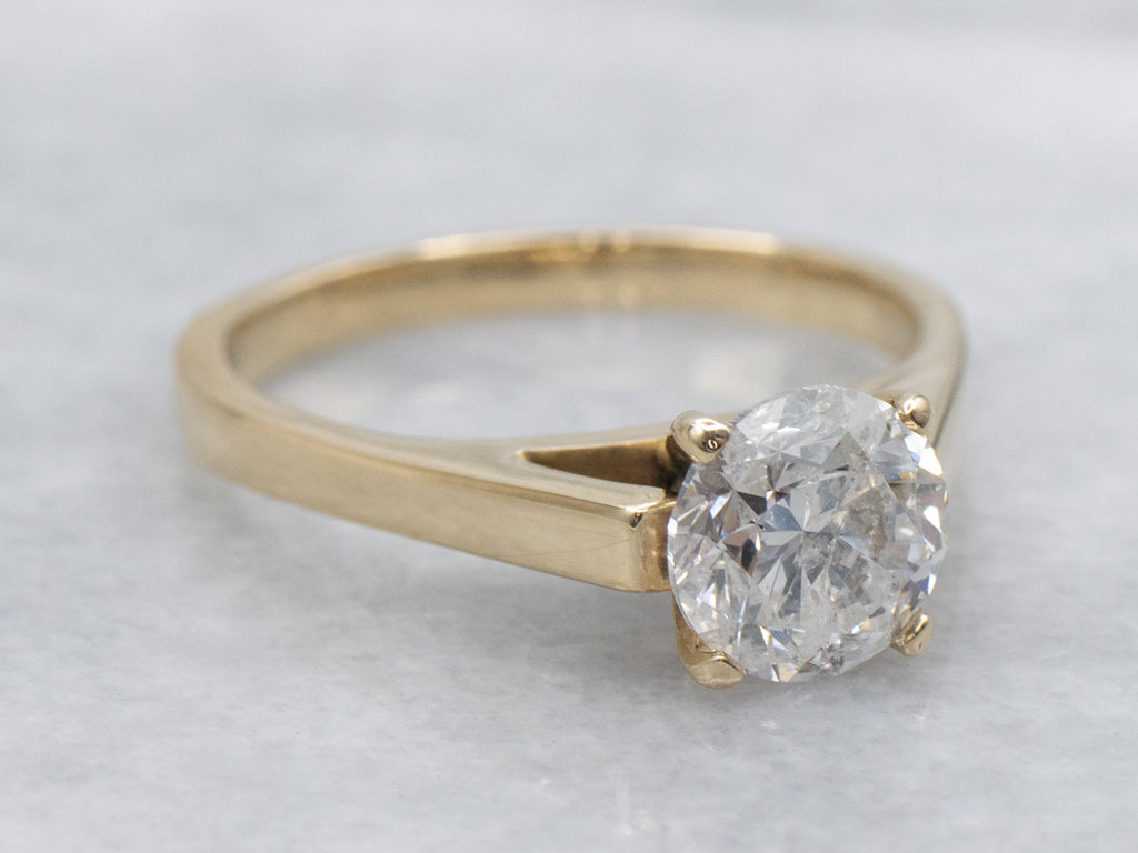 Brilliant Diamond Engagement Ring in Four-Prong Solitaire Setting