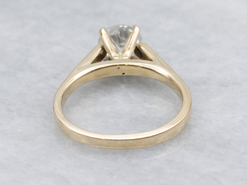 Brilliant Diamond Engagement Ring in Four-Prong Solitaire Setting